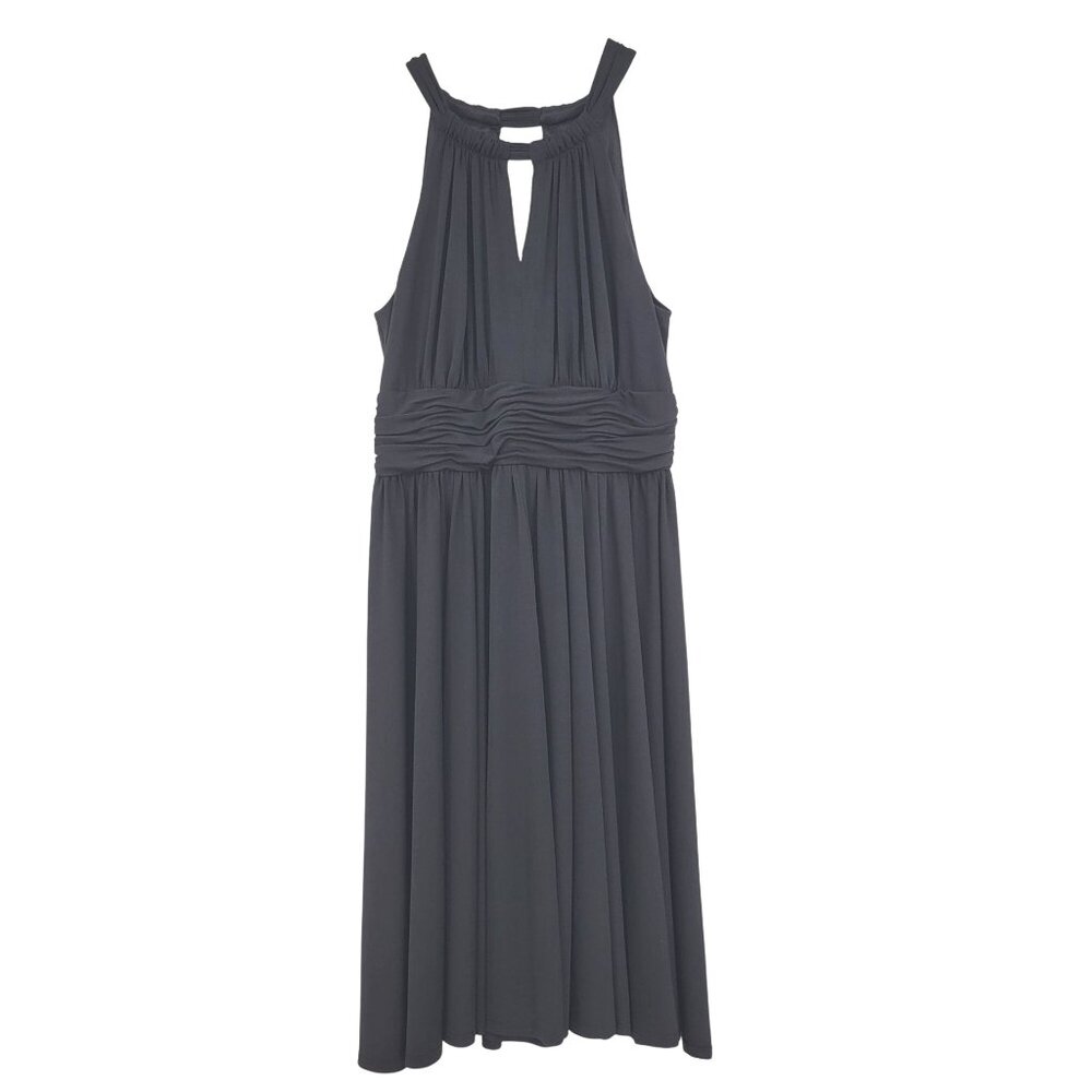 White House Black Market Womens Black Dress Sz 4 Sleeveless Ruched Waist Halter